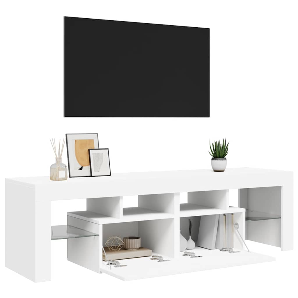 TV ormarić s LED svjetlima bijeli 140 x 36,5 x 40 cm