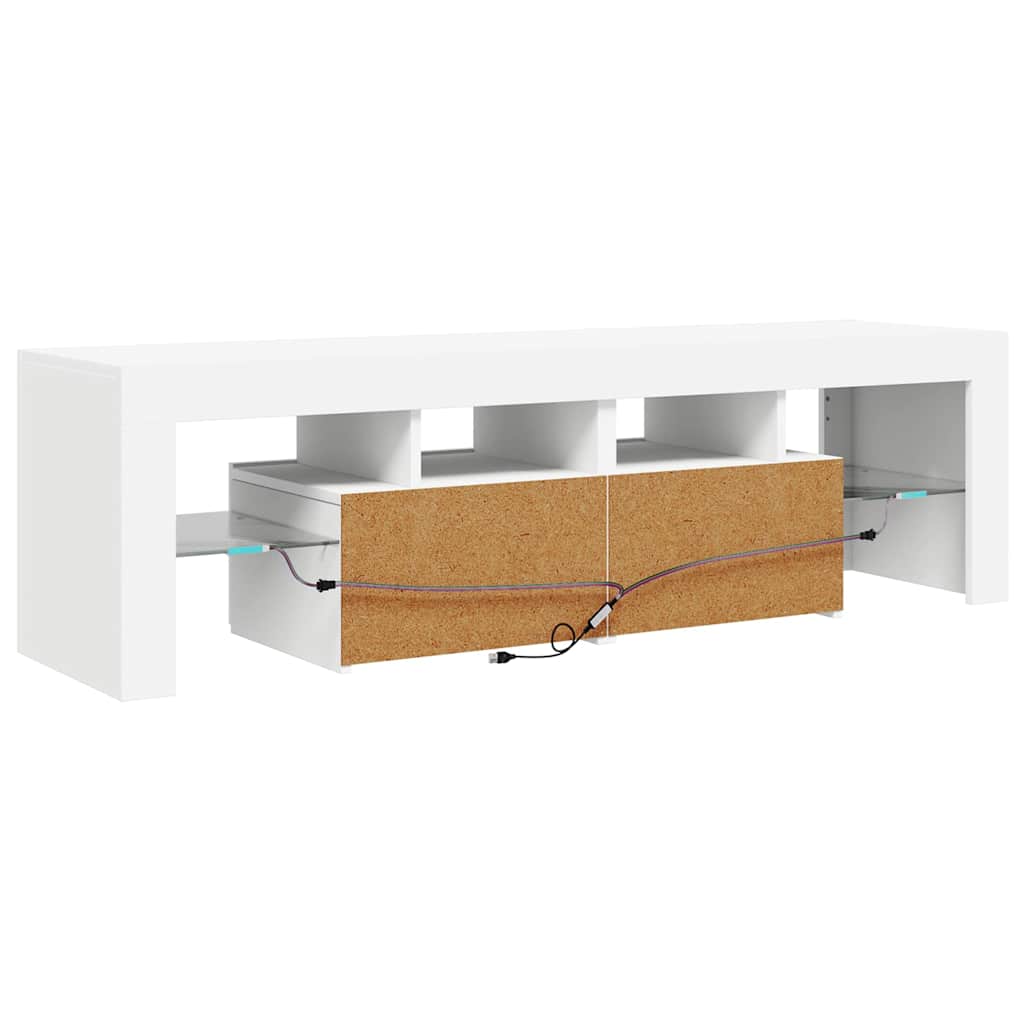 TV ormarić s LED svjetlima bijeli 140 x 36,5 x 40 cm