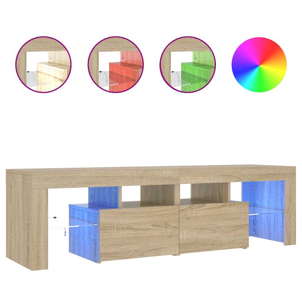 TV ormarić s LED svjetlima boja hrasta sonome 140x36,5x40 cm