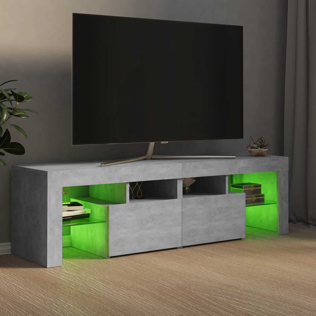 TV ormarić s LED svjetlima siva boja betona 140x36,5x40 cm