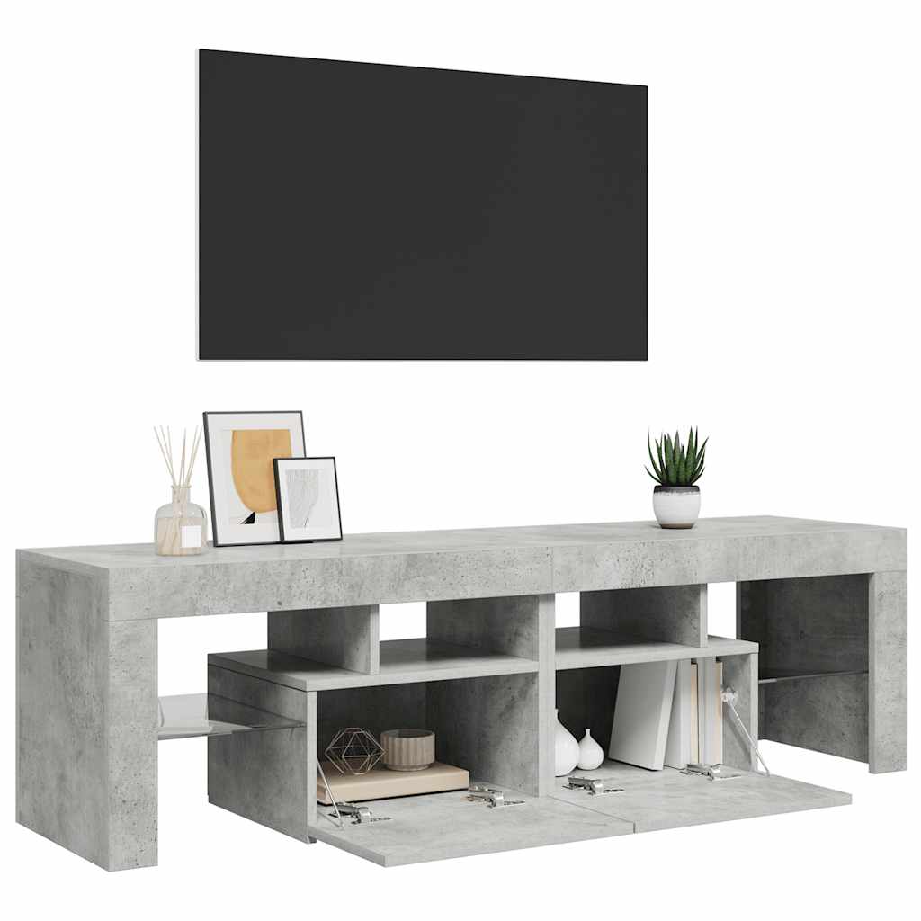 TV ormarić s LED svjetlima siva boja betona 140x36,5x40 cm