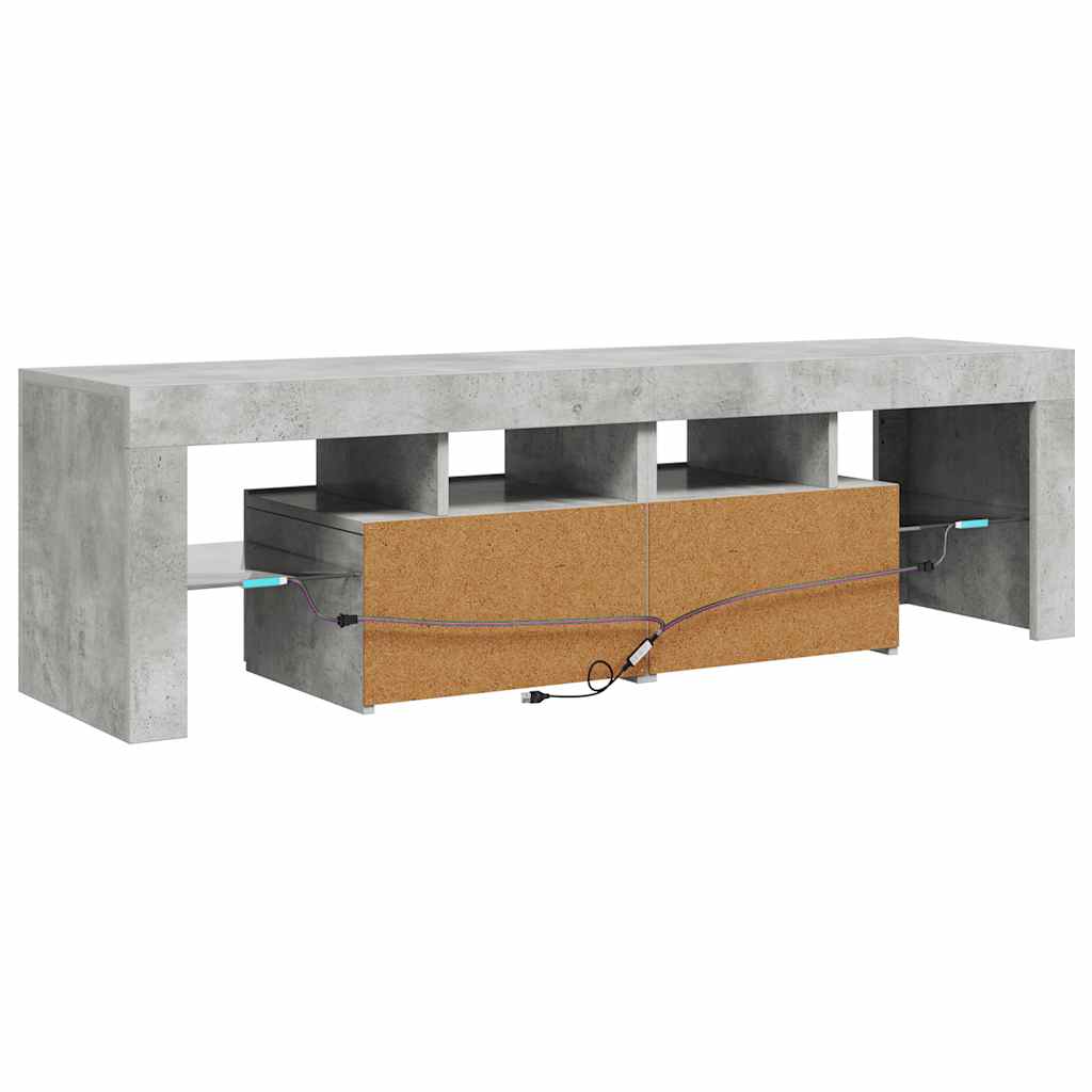 TV ormarić s LED svjetlima siva boja betona 140x36,5x40 cm