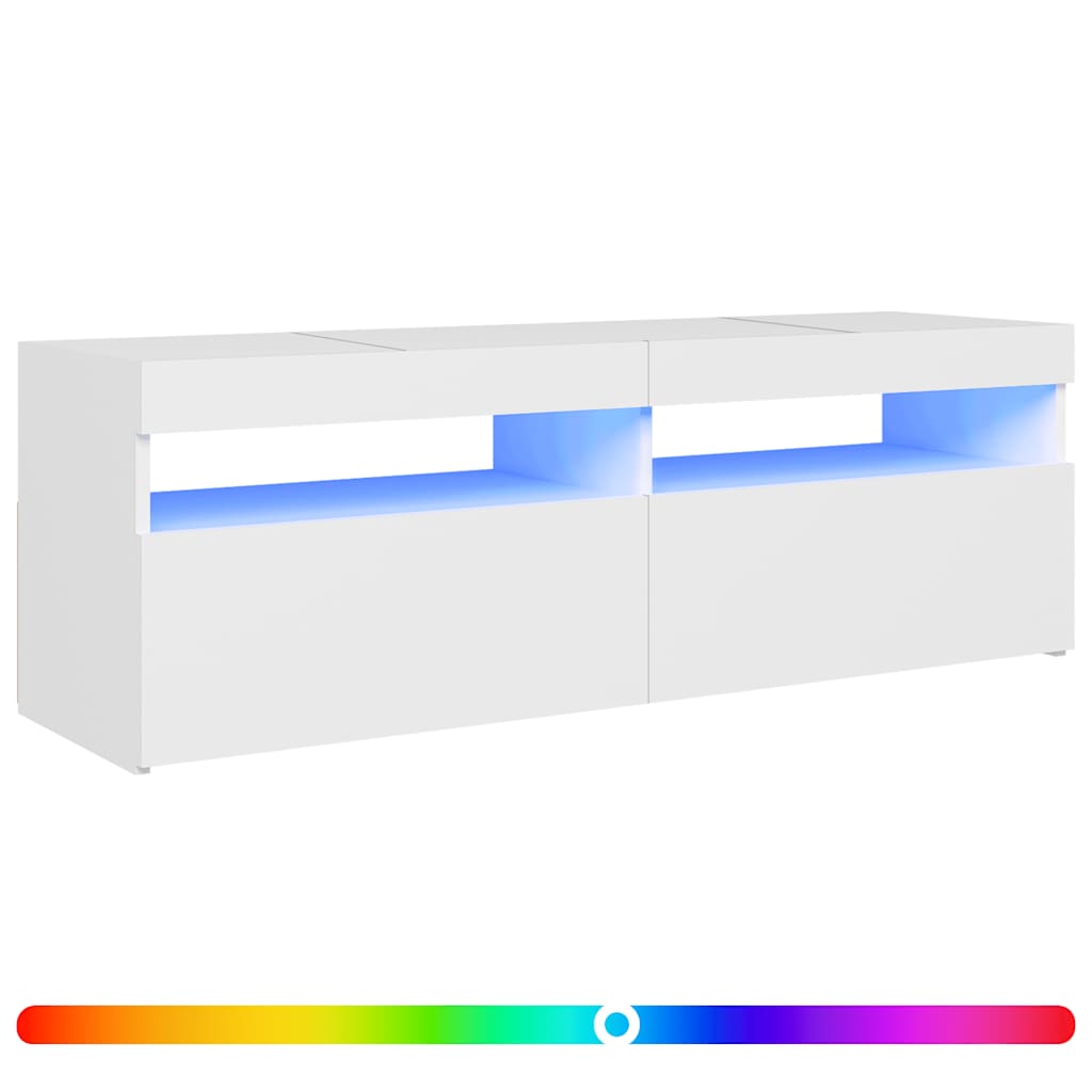 TV ormarić s LED svjetlima bijeli 120x35x40 cm