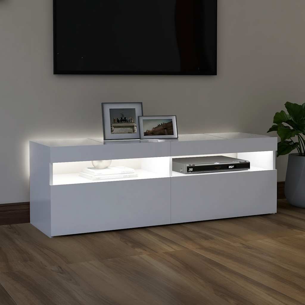 TV ormarić s LED svjetlima bijeli 120x35x40 cm