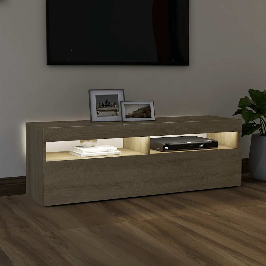 TV ormarić s LED svjetlima boja hrasta sonome 120x35x40 cm