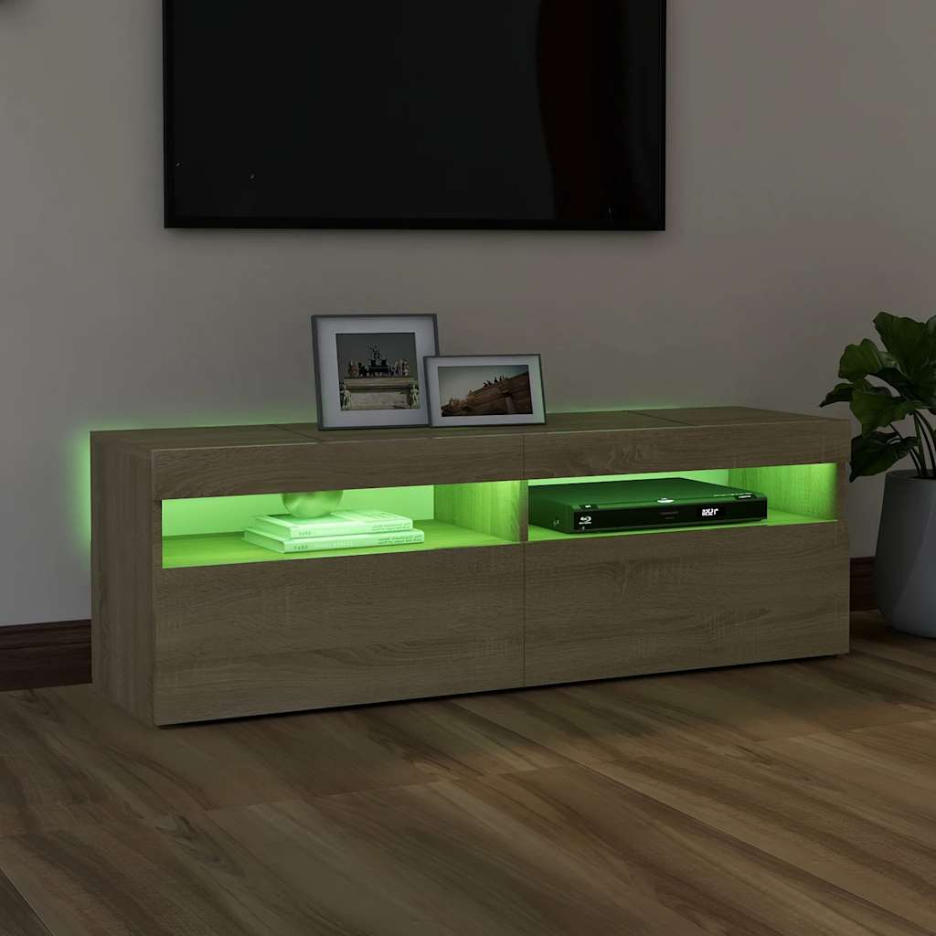 TV ormarić s LED svjetlima boja hrasta sonome 120x35x40 cm