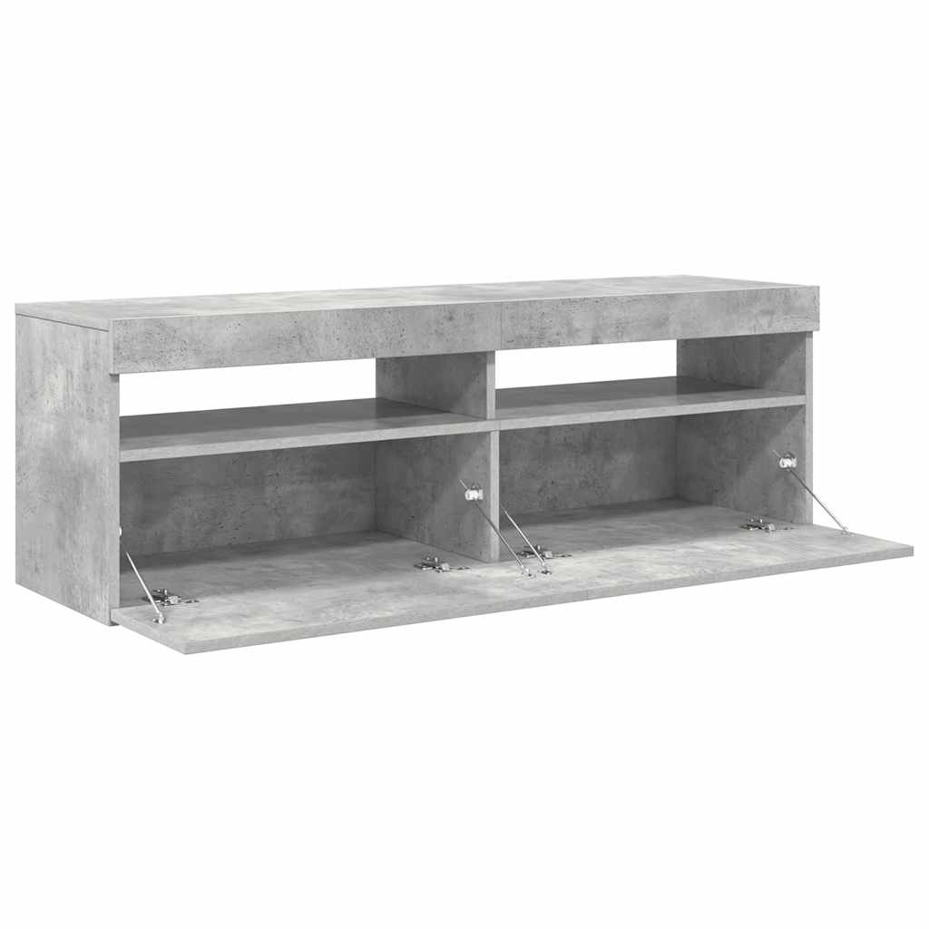 TV ormarić s LED svjetlima siva boja betona 120x35x40 cm