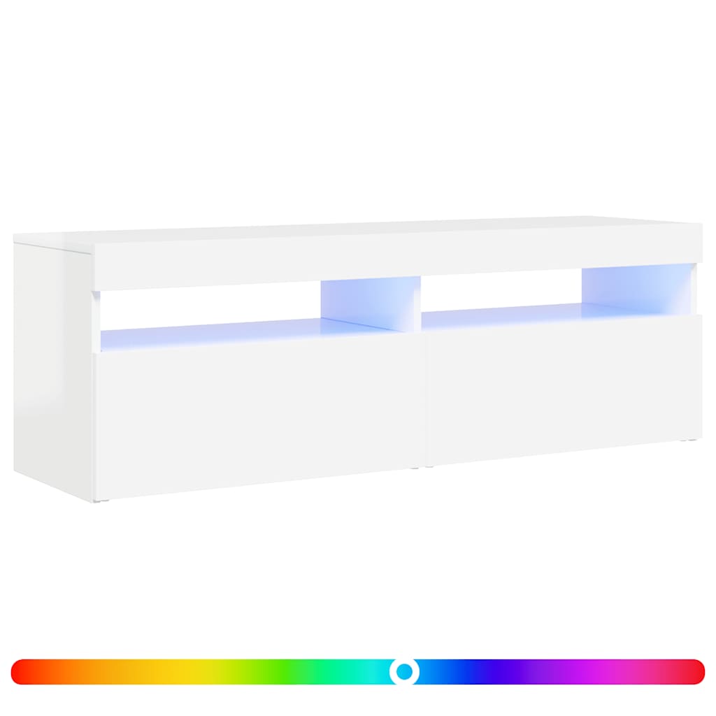 TV ormarić s LED svjetlima visoki sjaj bijeli 120x35x40 cm