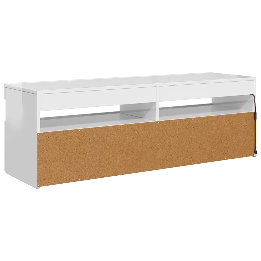 TV ormarić s LED svjetlima visoki sjaj bijeli 120x35x40 cm