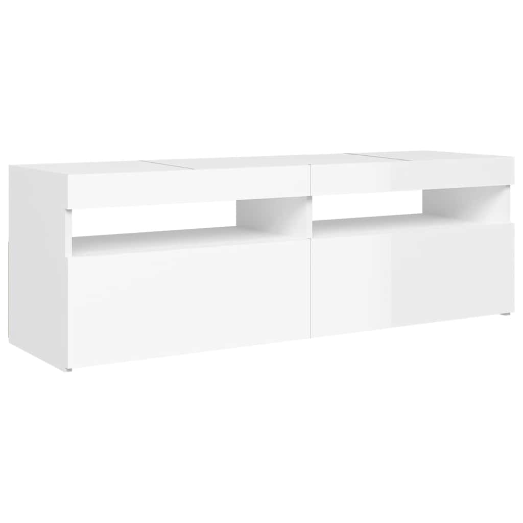 TV ormarić s LED svjetlima visoki sjaj bijeli 120x35x40 cm