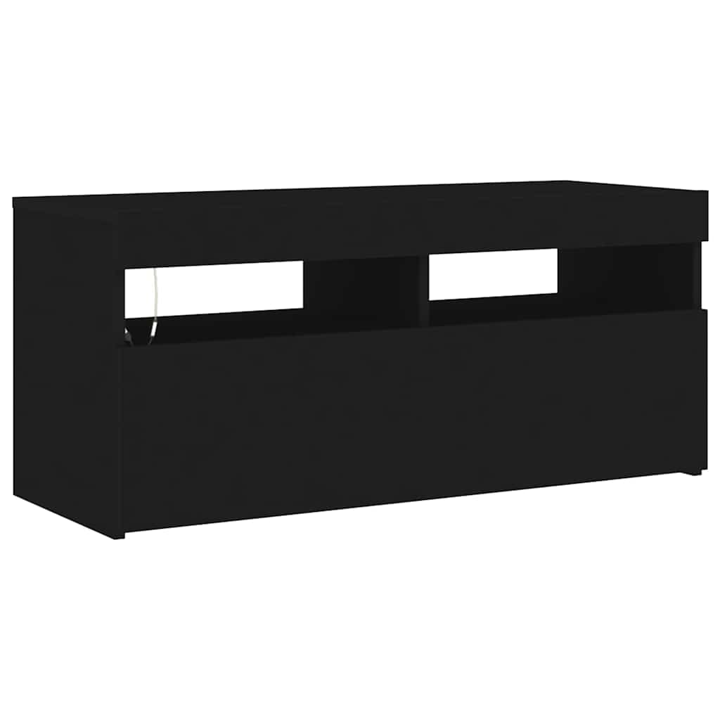 TV ormarić s LED svjetlima crni 90x35x40 cm