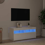 TV ormarić s LED svjetlima visoki sjaj bijeli 90x35x40 cm