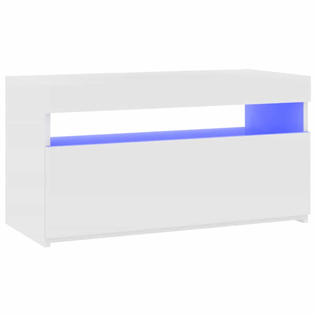 TV ormarić s LED svjetlima bijeli 75 x 35 x 40 cm