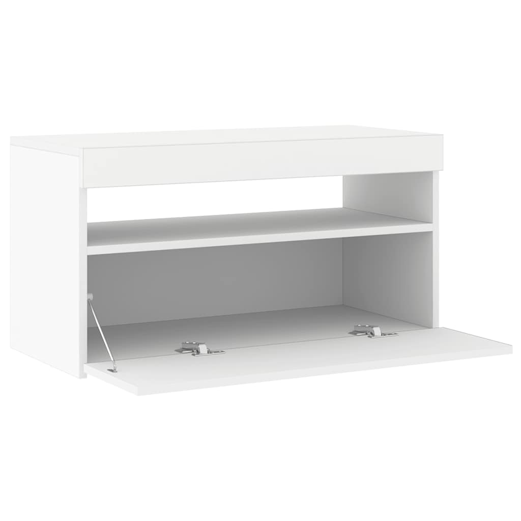 TV ormarić s LED svjetlima bijeli 75 x 35 x 40 cm