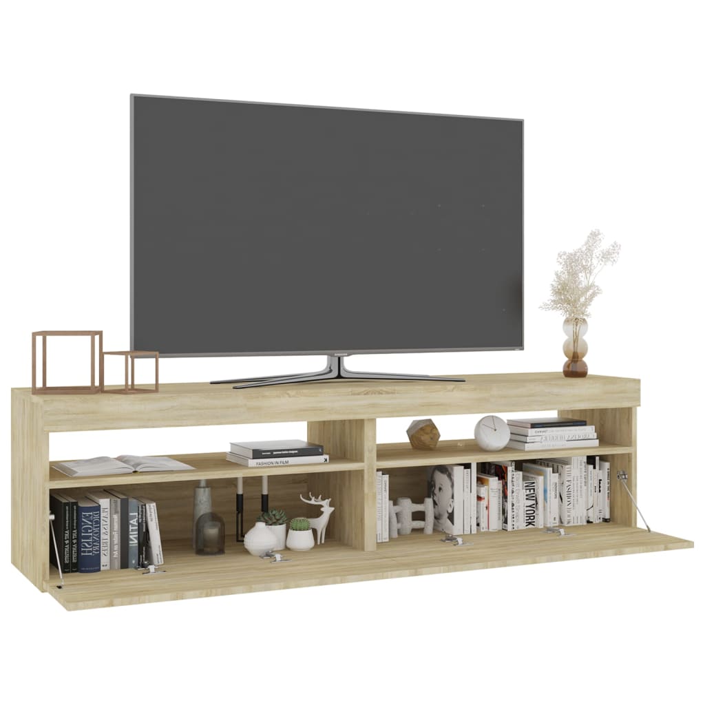 TV ormarići s LED svjetlima 2 kom boja hrasta 75 x 35 x 40 cm
