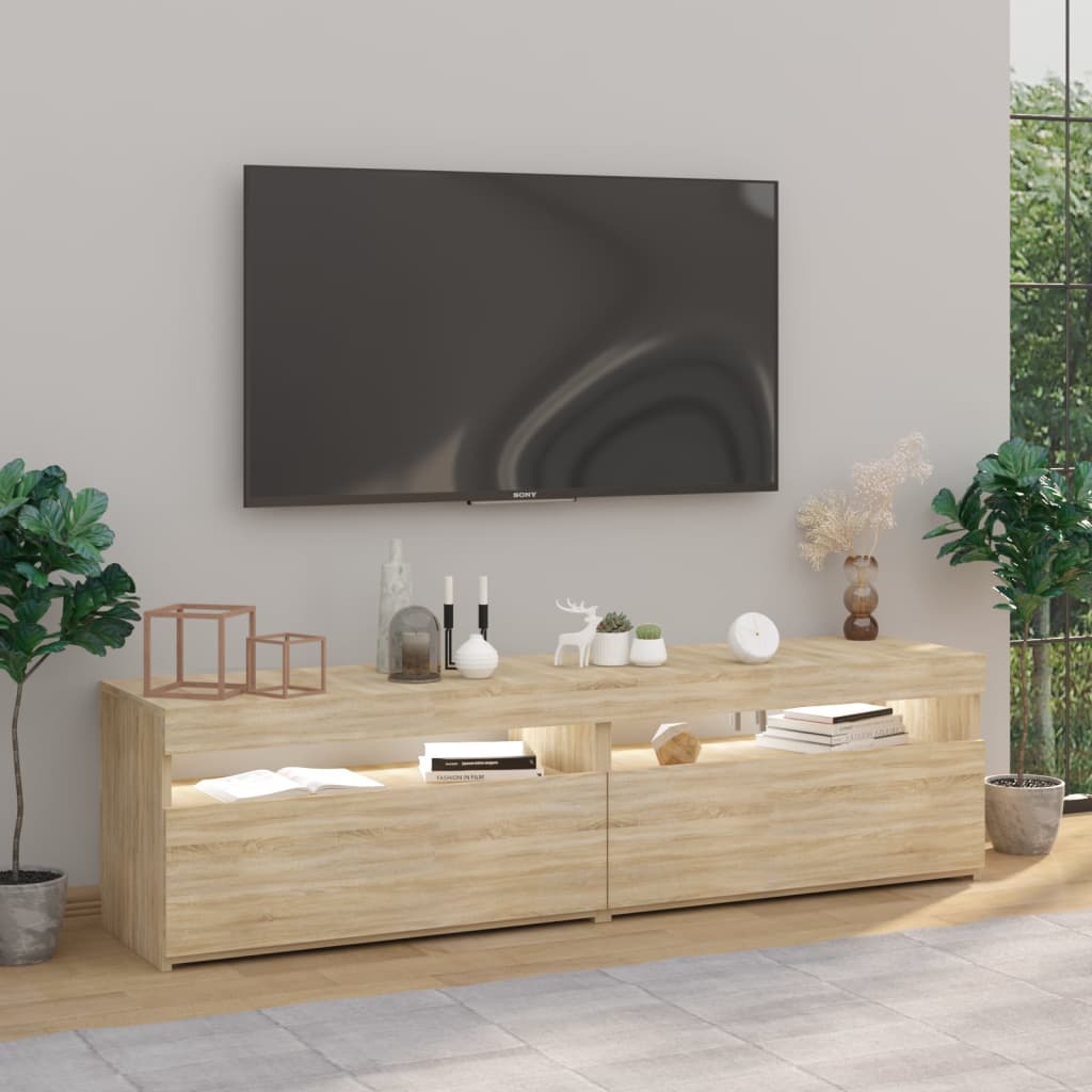 TV ormarići s LED svjetlima 2 kom boja hrasta 75 x 35 x 40 cm