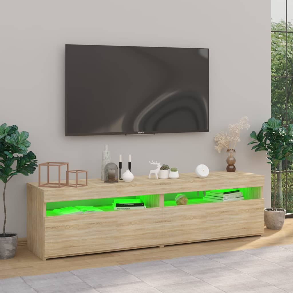 TV ormarići s LED svjetlima 2 kom boja hrasta 75 x 35 x 40 cm