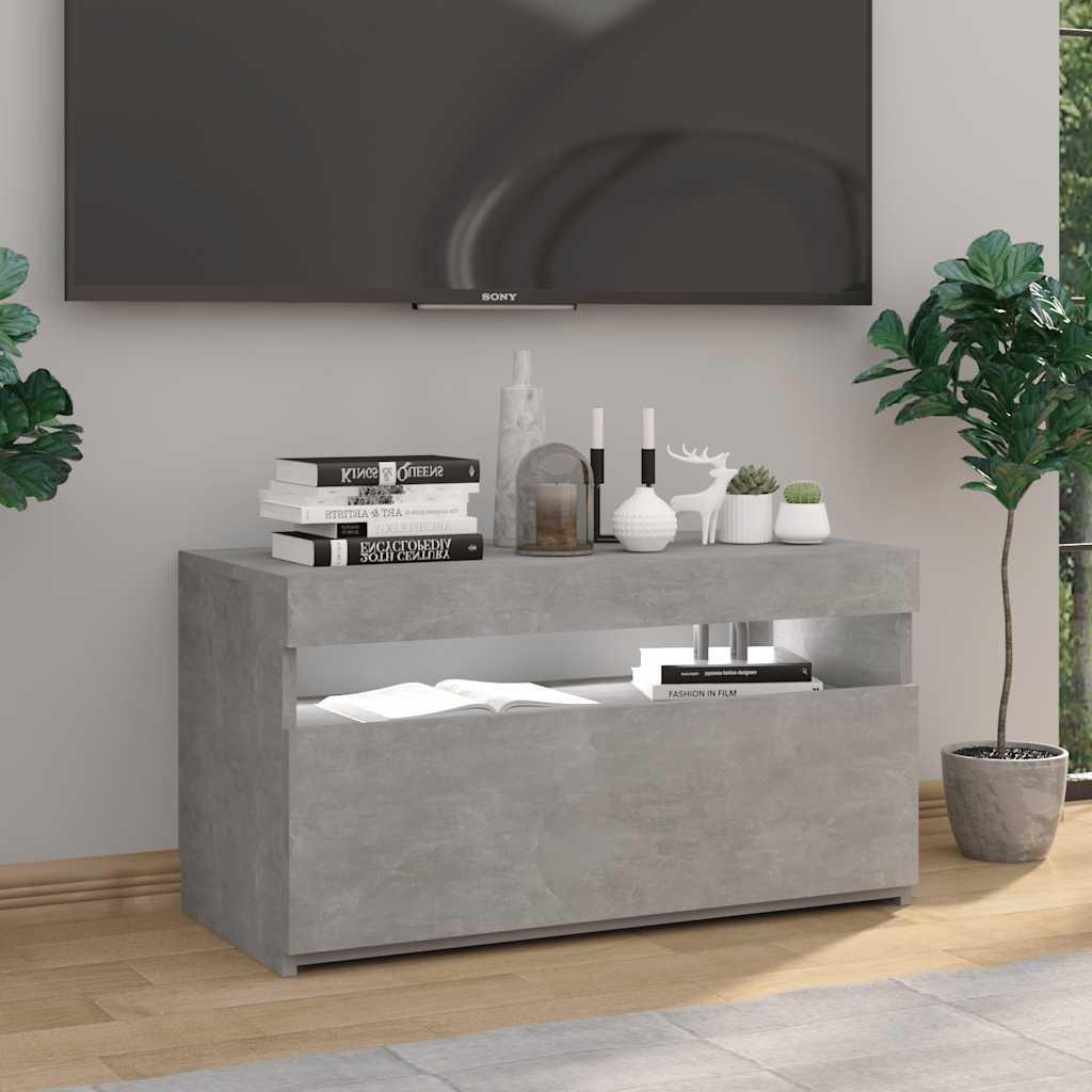 TV ormarić s LED svjetlima siva boja betona 75 x 35 x 40 cm