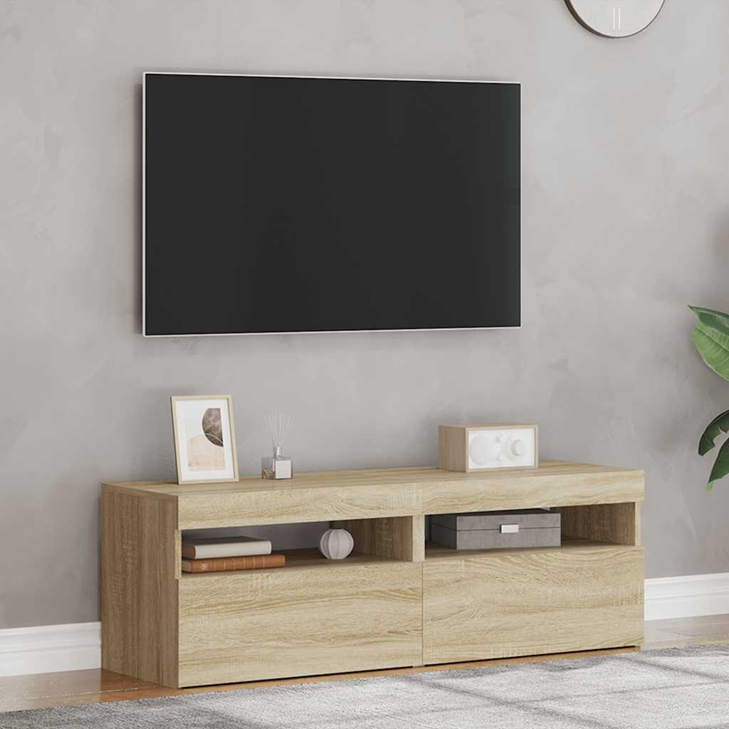 TV ormarići s LED svjetlima 2 kom boja hrasta 60 x 35 x 40 cm
