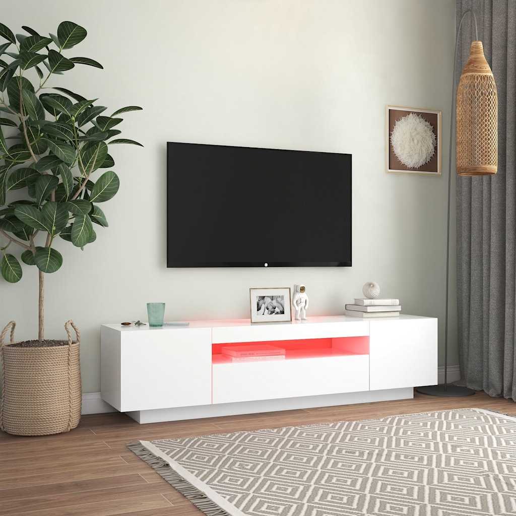 TV ormarić s LED svjetlima bijeli 160 x 35 x 40 cm