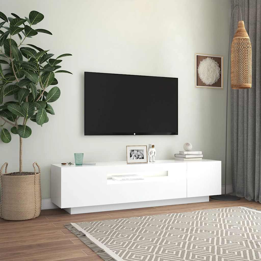 TV ormarić s LED svjetlima bijeli 160 x 35 x 40 cm