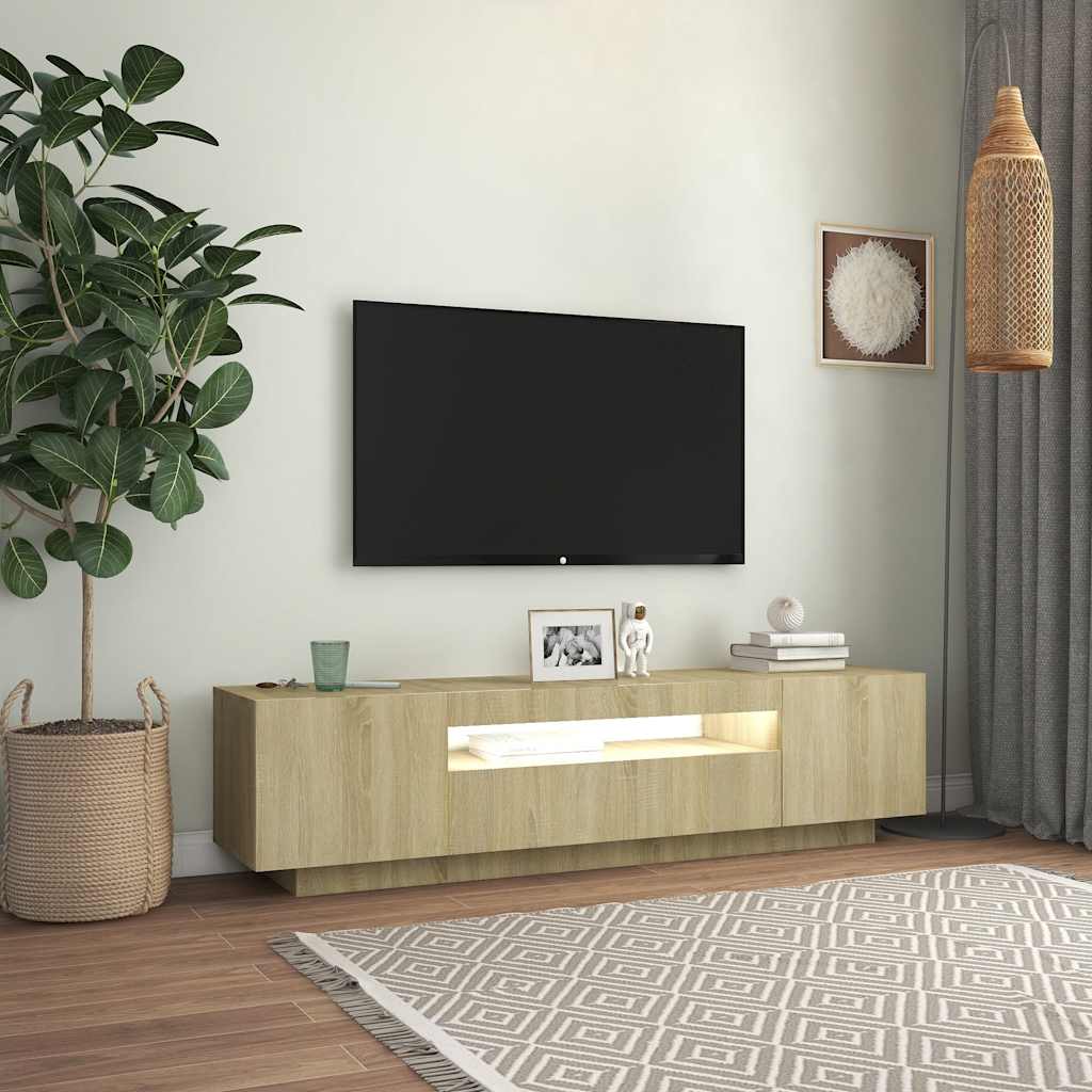 TV ormarić s LED svjetlima boja hrasta sonome 160 x 35 x 40 cm
