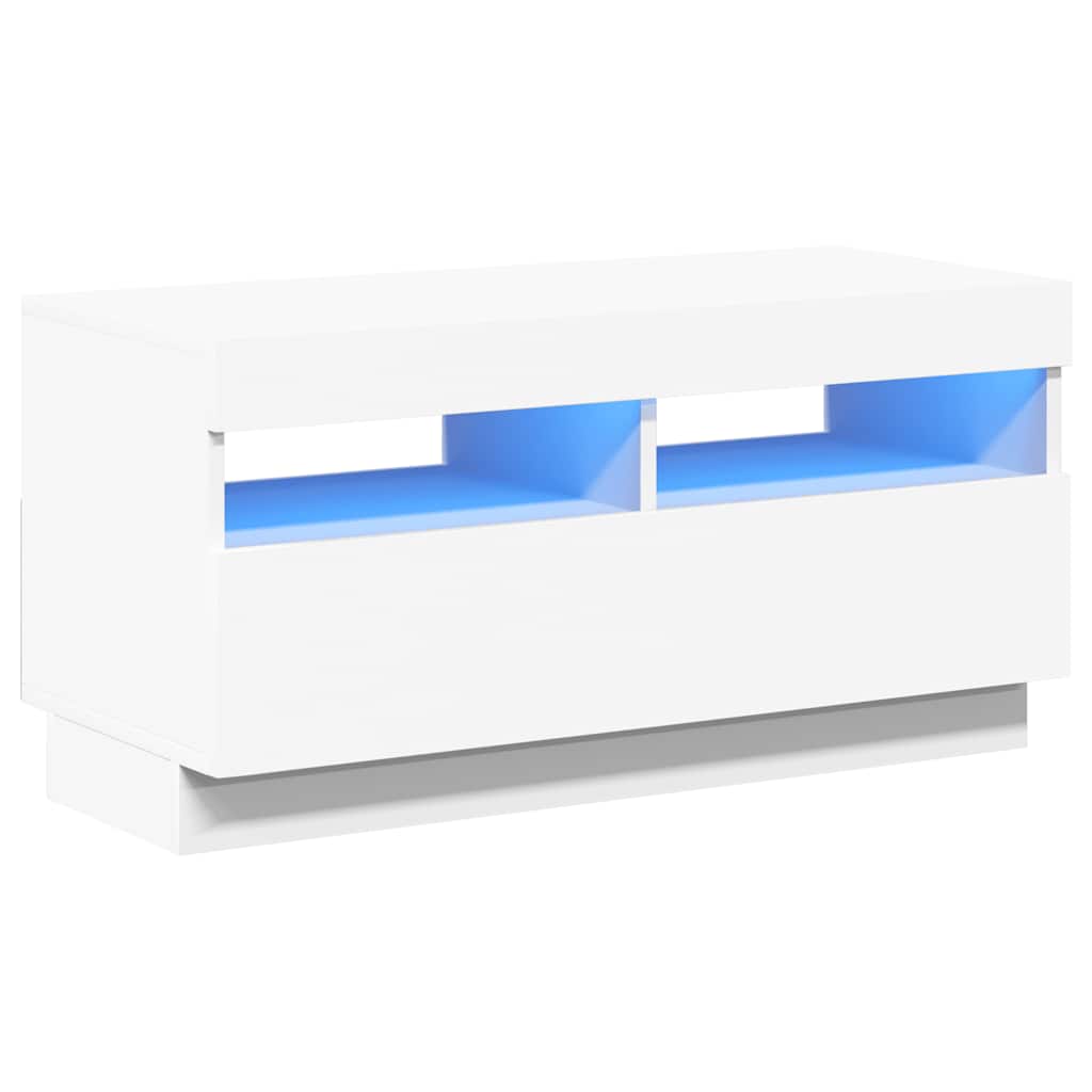 TV ormarić s LED svjetlima bijeli 80 x 35 x 40 cm