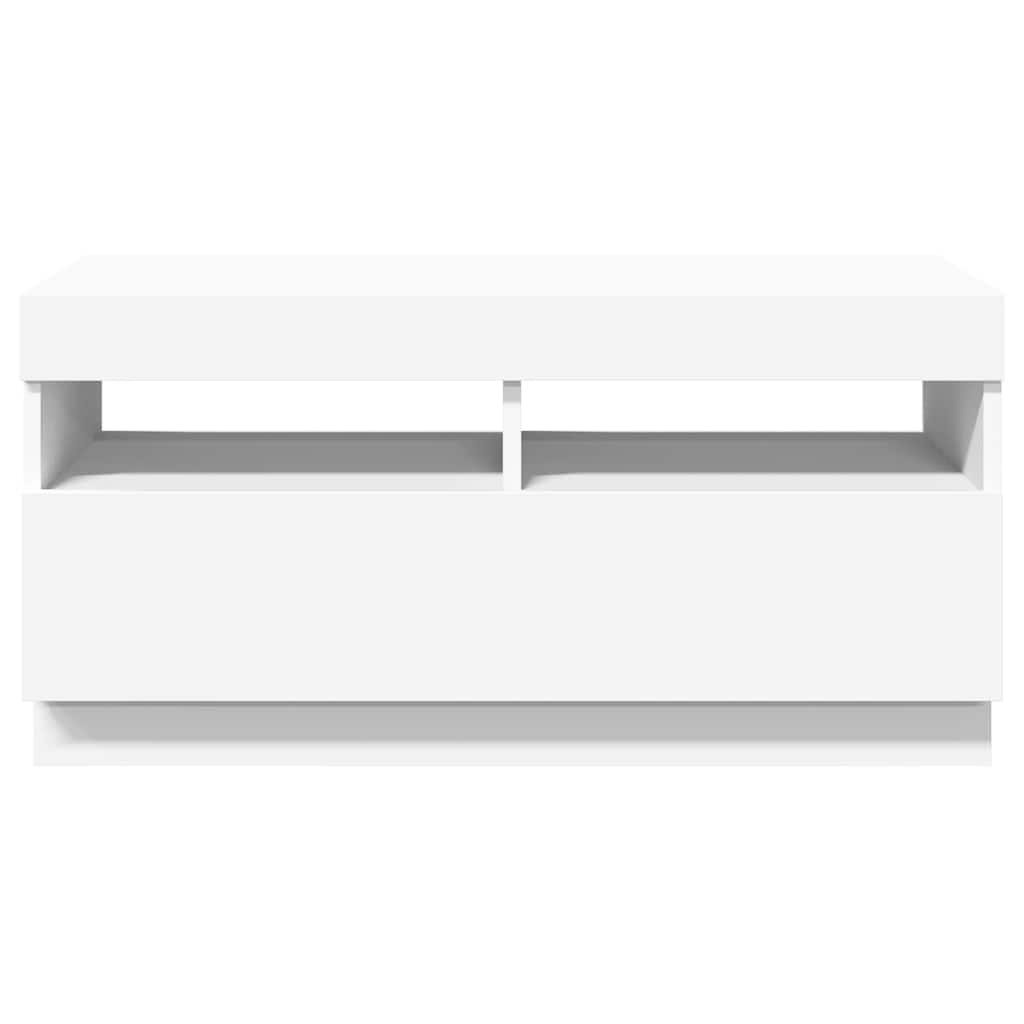 TV ormarić s LED svjetlima bijeli 80 x 35 x 40 cm