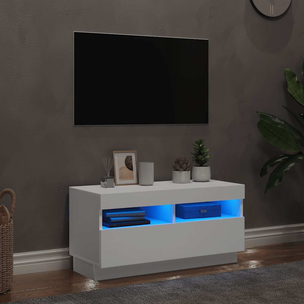 TV ormarić s LED svjetlima bijeli 80 x 35 x 40 cm