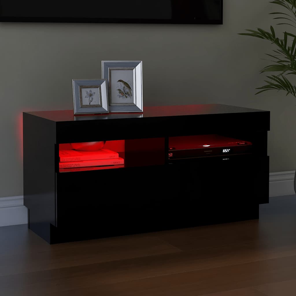 TV ormarić s LED svjetlima crni 80x35x40 cm