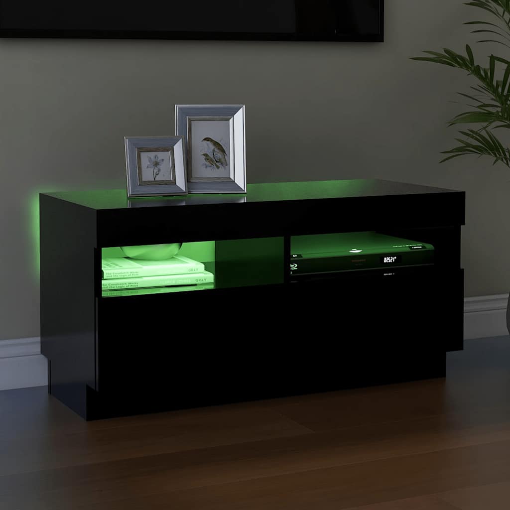 TV ormarić s LED svjetlima crni 80x35x40 cm