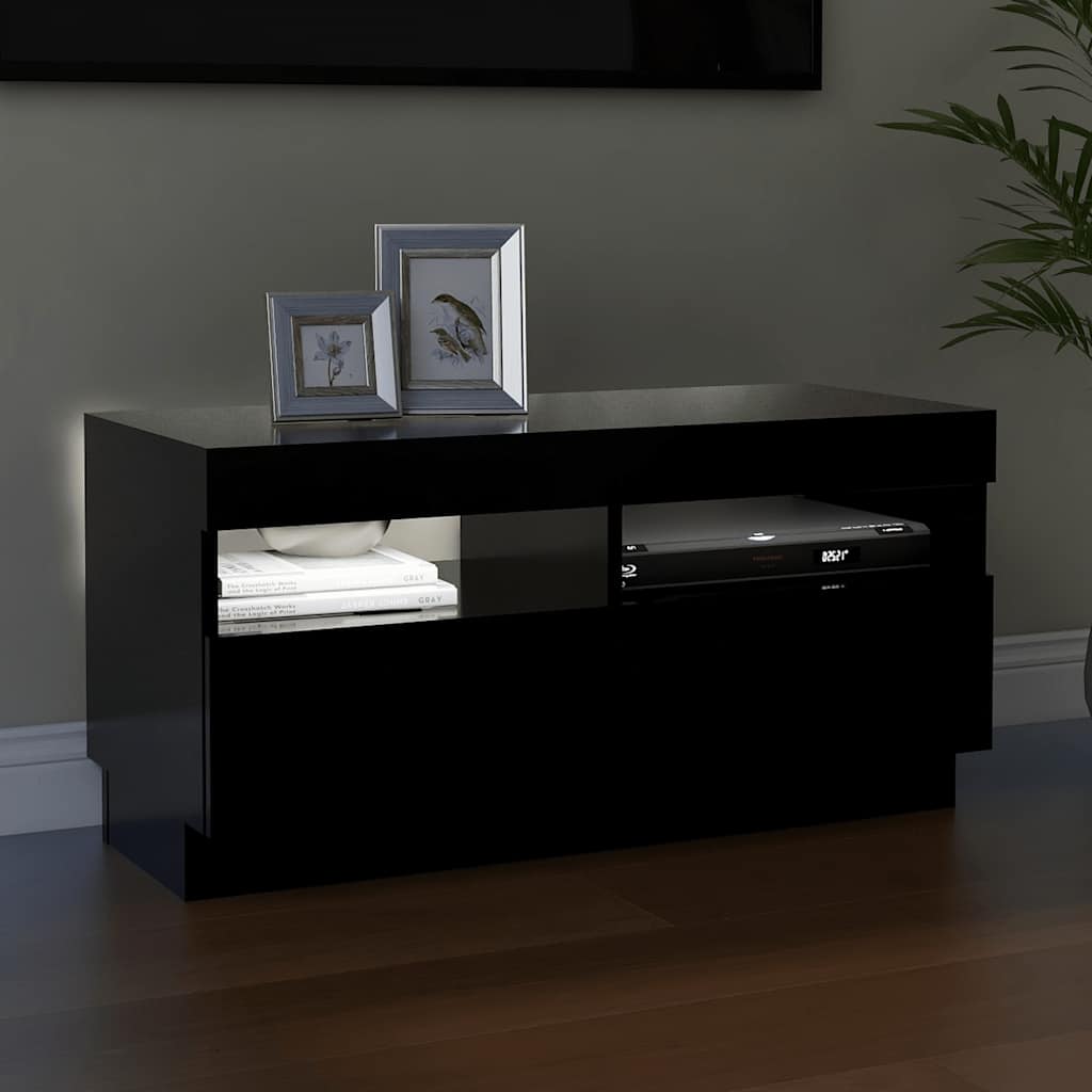 TV ormarić s LED svjetlima crni 80x35x40 cm