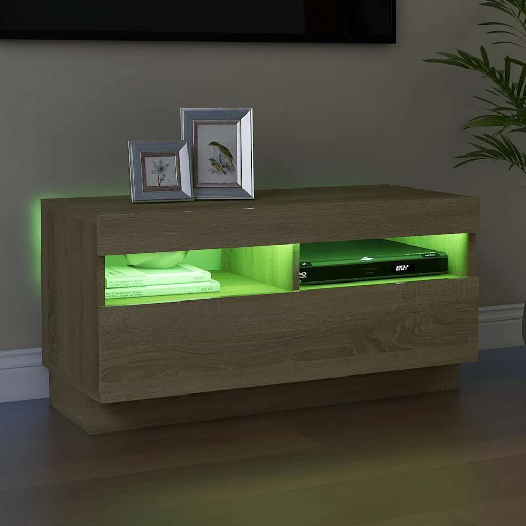 TV ormarić s LED svjetlima boja hrasta sonome 80x35x40 cm