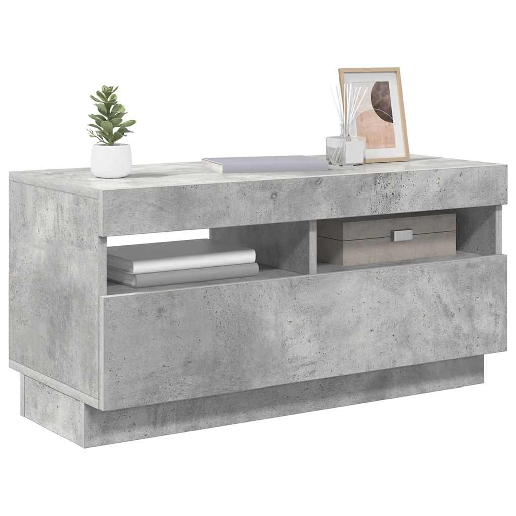 TV ormarić s LED svjetlima siva boja betona 80x35x40 cm