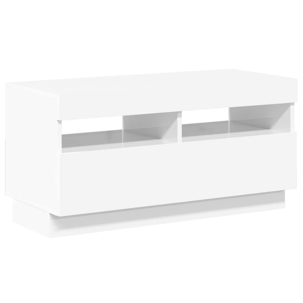 TV ormarić s LED svjetlima visoki sjaj bijeli 80 x 35 x 40 cm