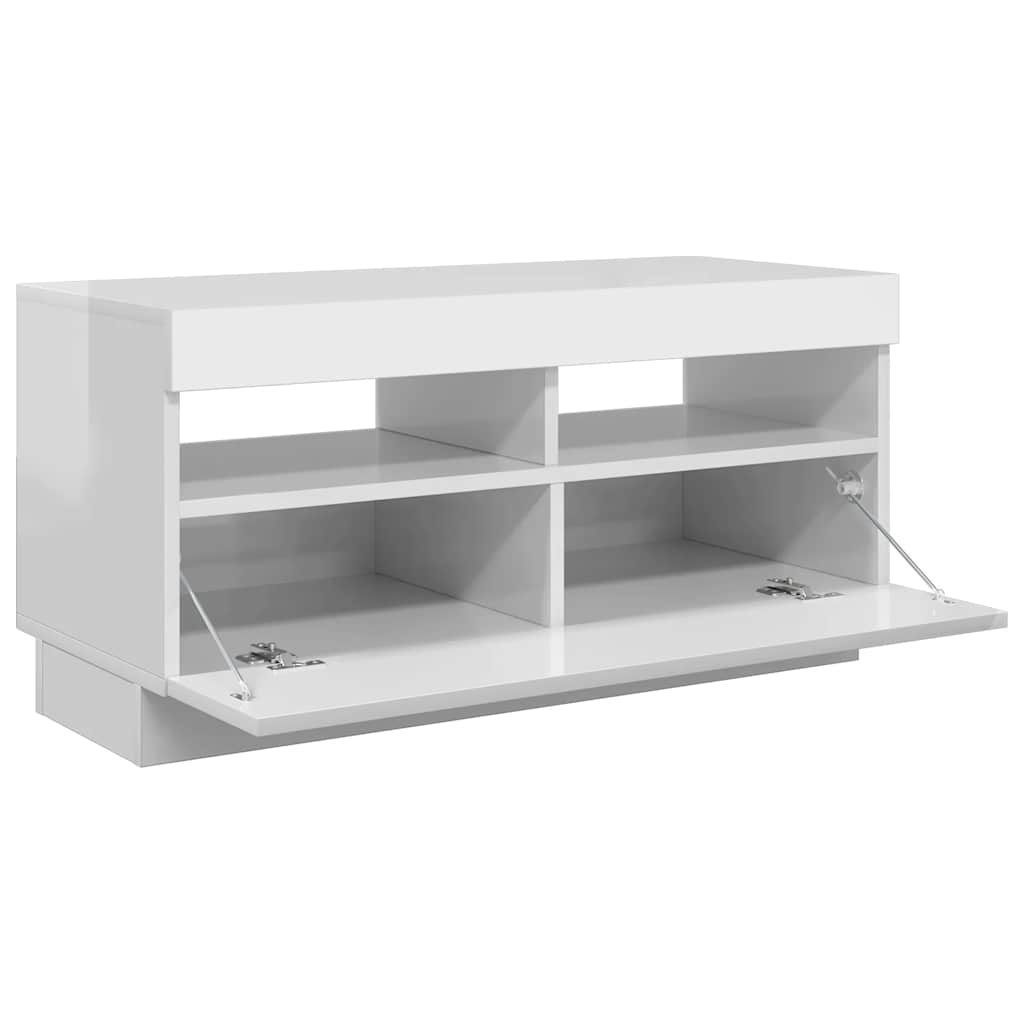 TV ormarić s LED svjetlima visoki sjaj bijeli 80 x 35 x 40 cm