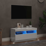 TV ormarić s LED svjetlima visoki sjaj bijeli 80 x 35 x 40 cm