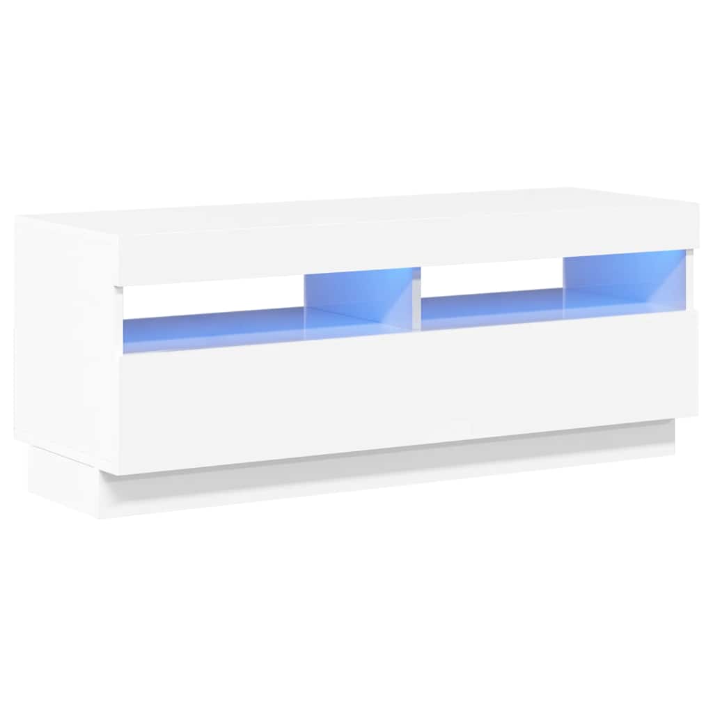 TV ormarić s LED svjetlima visoki sjaj bijeli 100 x 35 x 40 cm