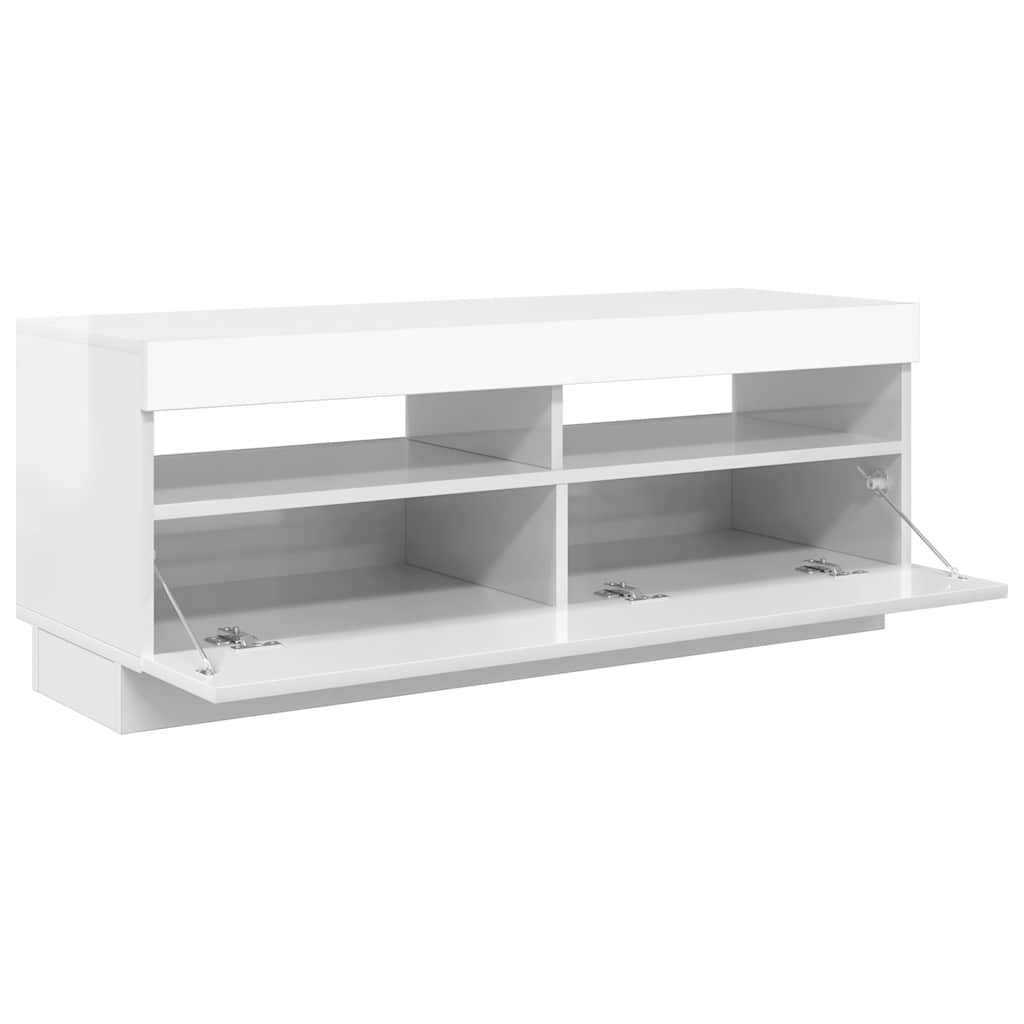 TV ormarić s LED svjetlima visoki sjaj bijeli 100 x 35 x 40 cm