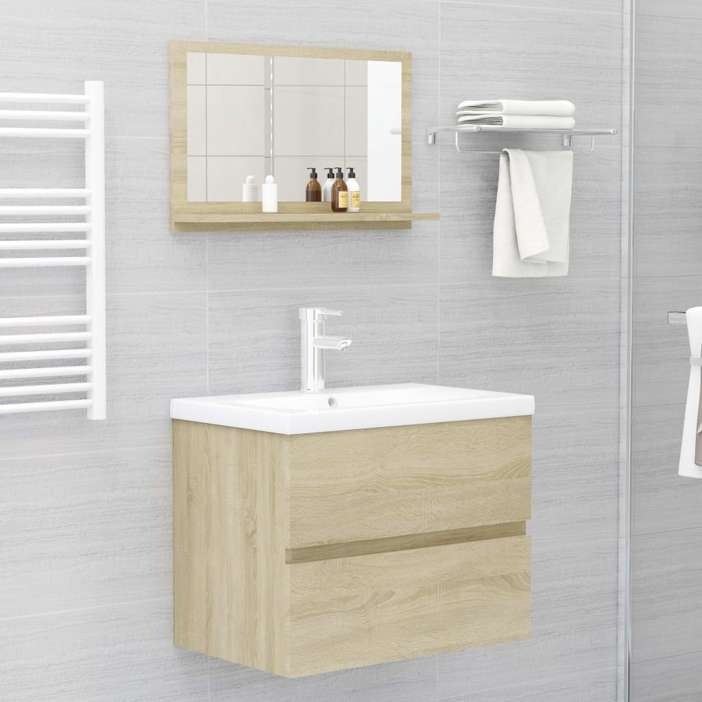 Kupaonsko ogledalo boja hrasta 60x10,5x37 cm konstruirano drvo