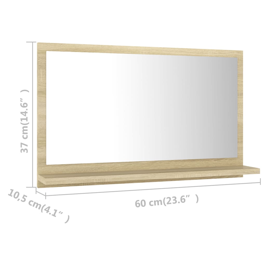 Kupaonsko ogledalo boja hrasta 60x10,5x37 cm konstruirano drvo