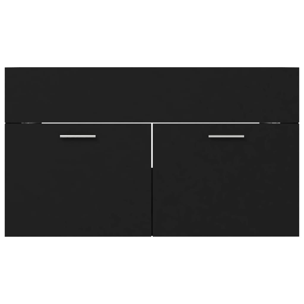 Ormarić za umivaonik crni 80 x 38,5 x 46 cm konstruirano drvo