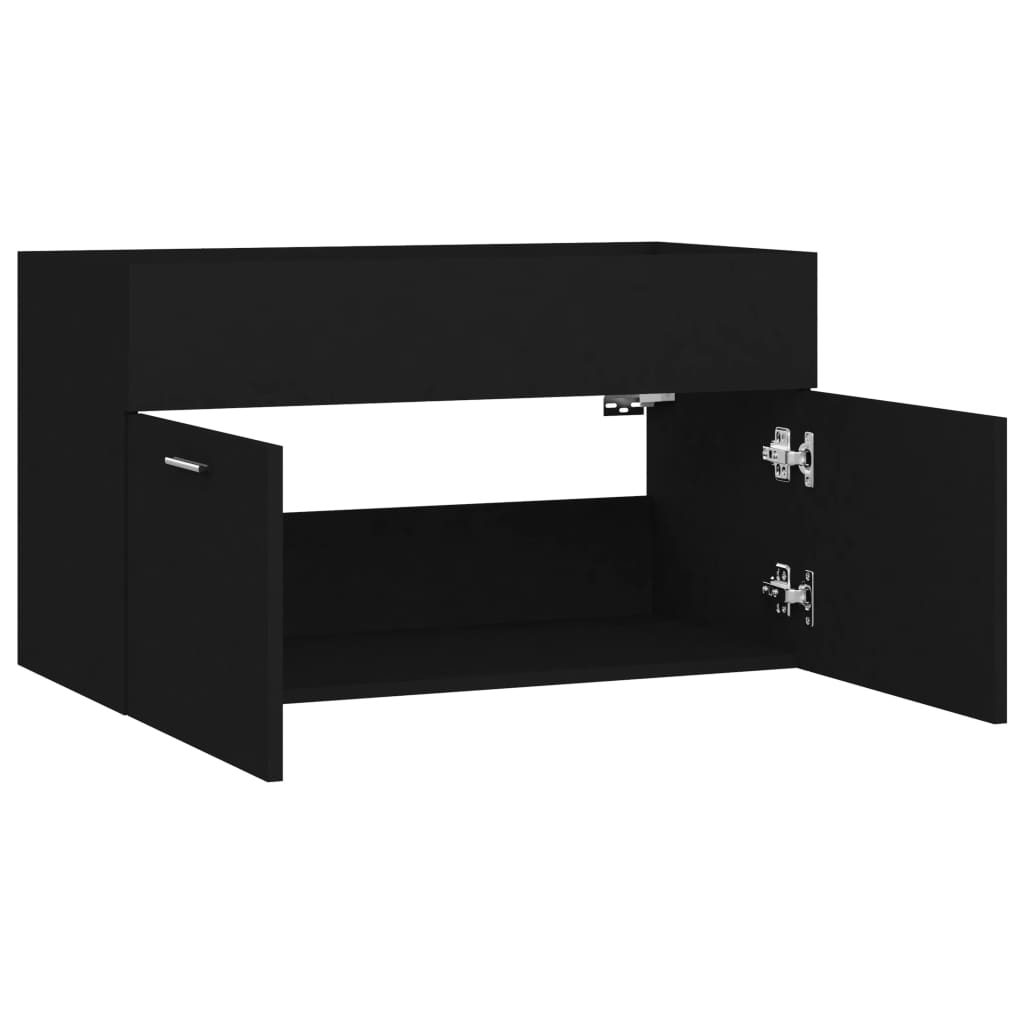 Ormarić za umivaonik crni 80 x 38,5 x 46 cm konstruirano drvo