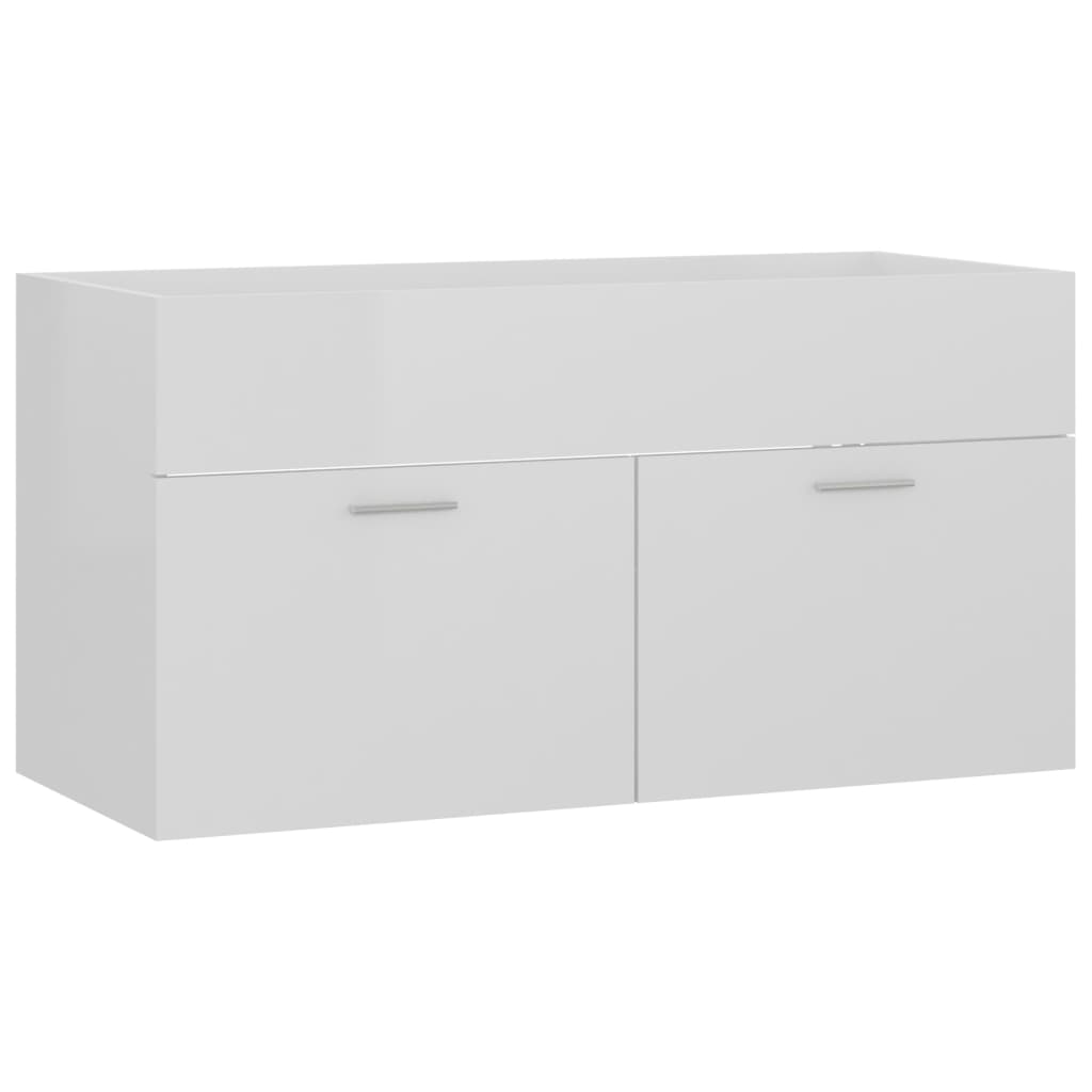 Ormarić za umivaonik visoki sjaj bijeli 90x38,5x46 cm drveni