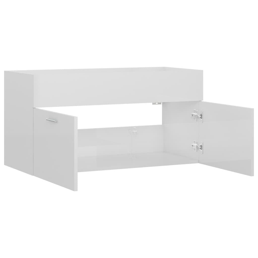 Ormarić za umivaonik visoki sjaj bijeli 90x38,5x46 cm drveni