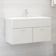 Ormarić za umivaonik visoki sjaj bijeli 90x38,5x46 cm drveni