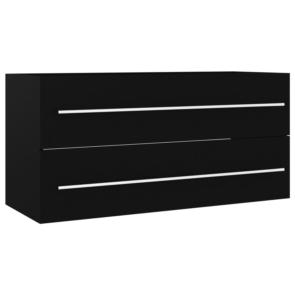 Ormarić za umivaonik crni 100 x 38,5 x 48 cm konstruirano drvo