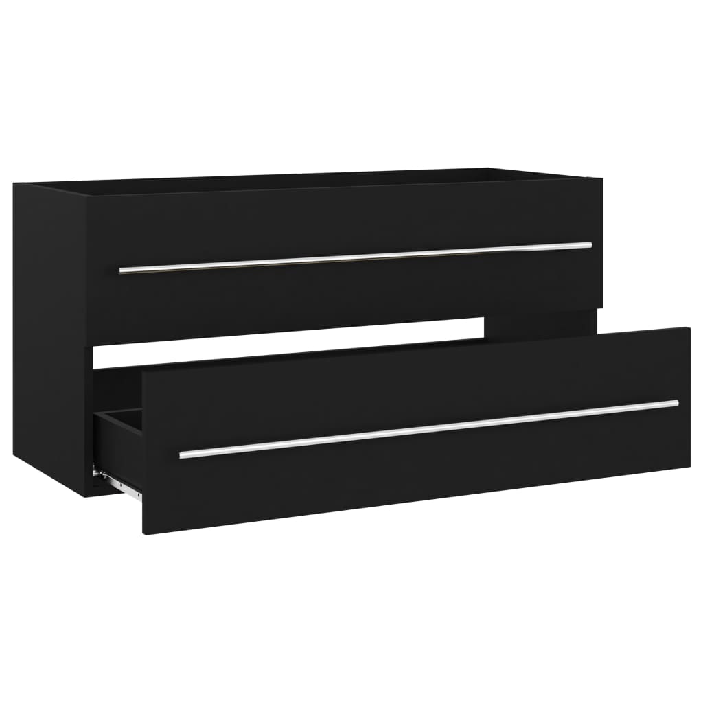 Ormarić za umivaonik crni 100 x 38,5 x 48 cm konstruirano drvo