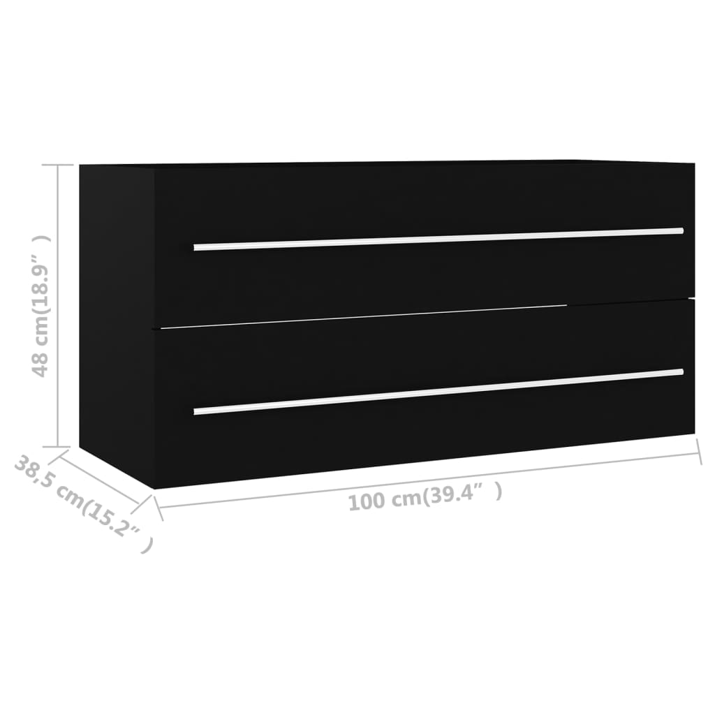 Ormarić za umivaonik crni 100 x 38,5 x 48 cm konstruirano drvo