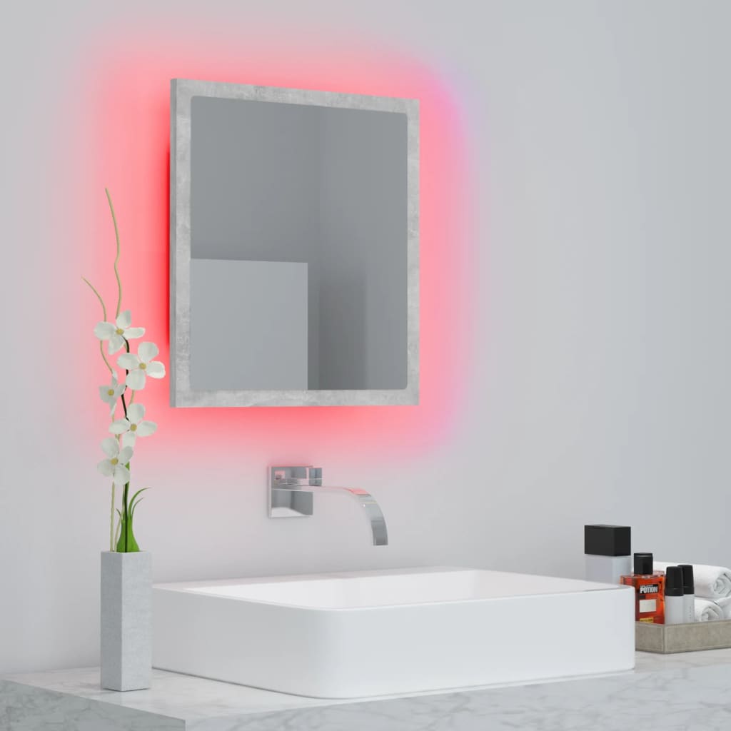 LED kupaonsko ogledalo siva boja betona 40x8,5x37 cm akrilno